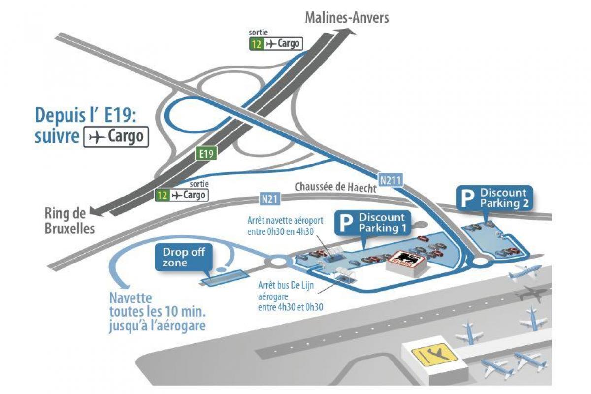 map of Brussels airport parking