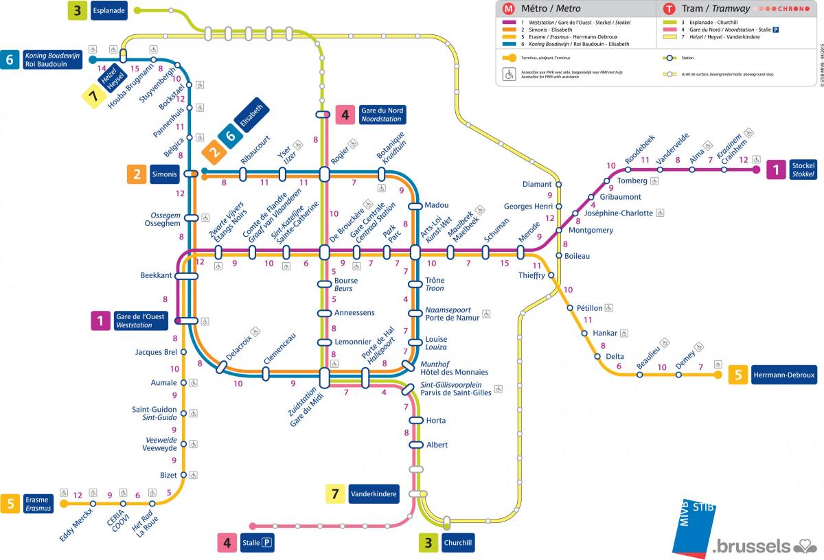 map of Brussels metro station