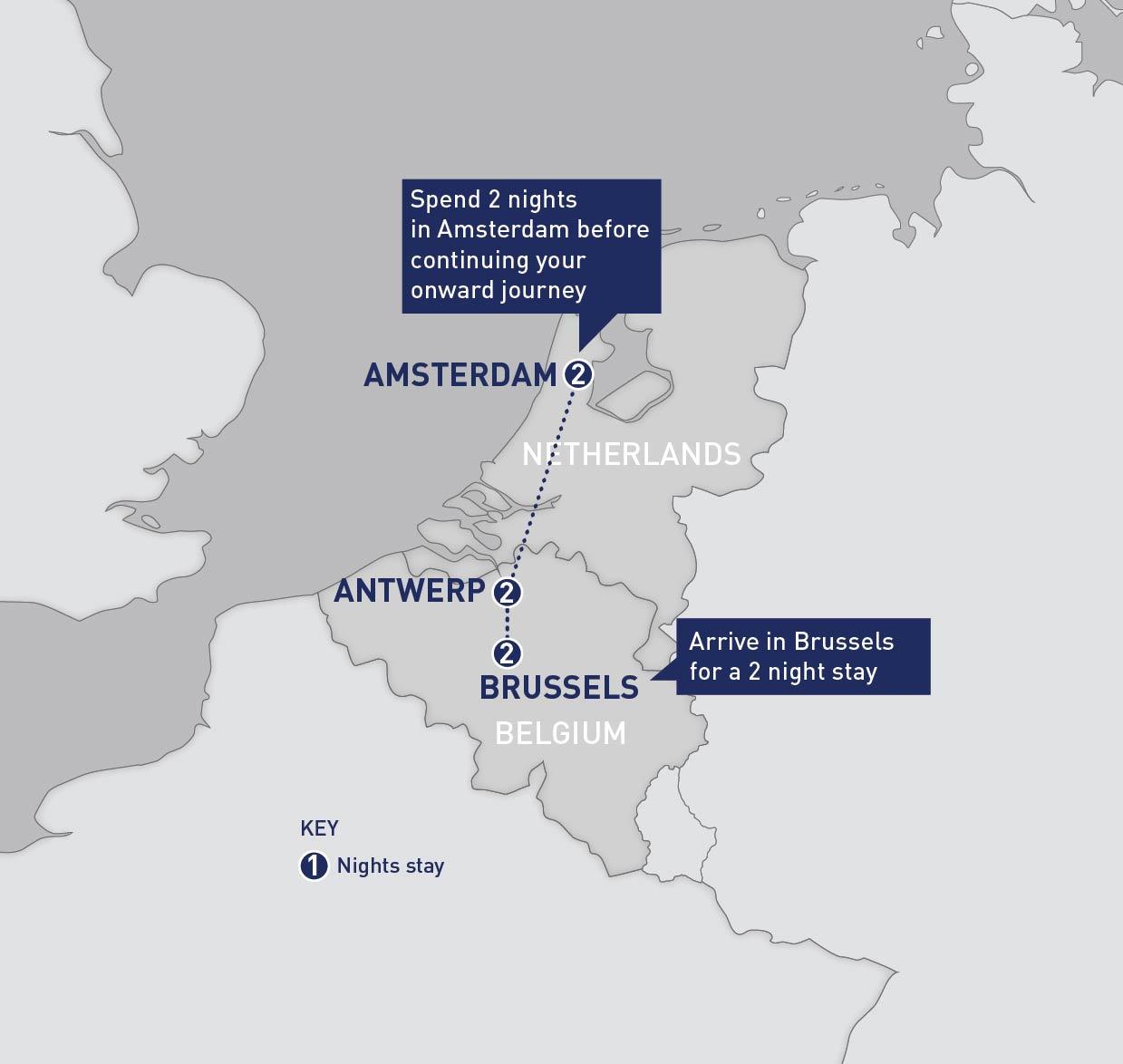 Map Of Brussels And Amsterdam 