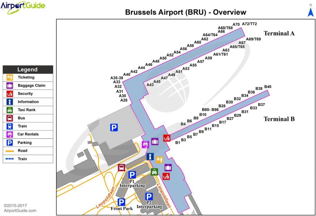 map of Brussels airport gate