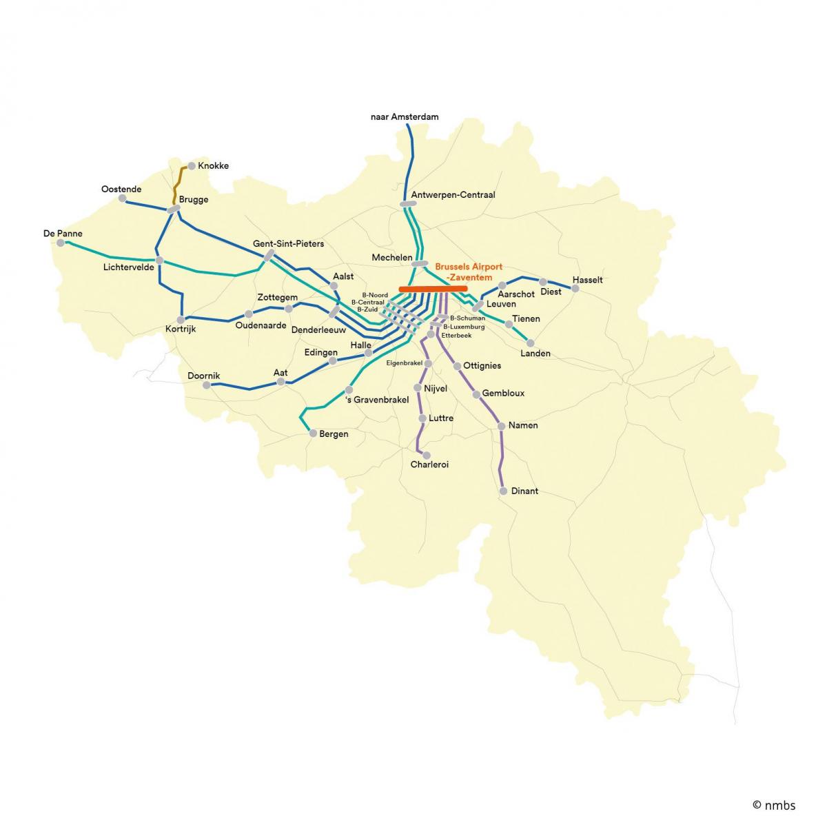 Brussels train map airport