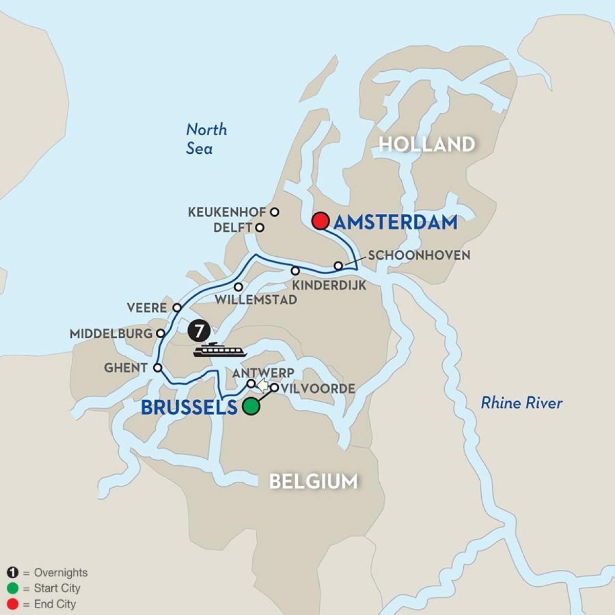 Bruxelles boat map
