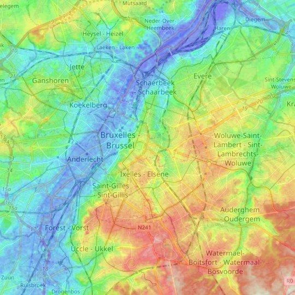 Bruxelles topographic map