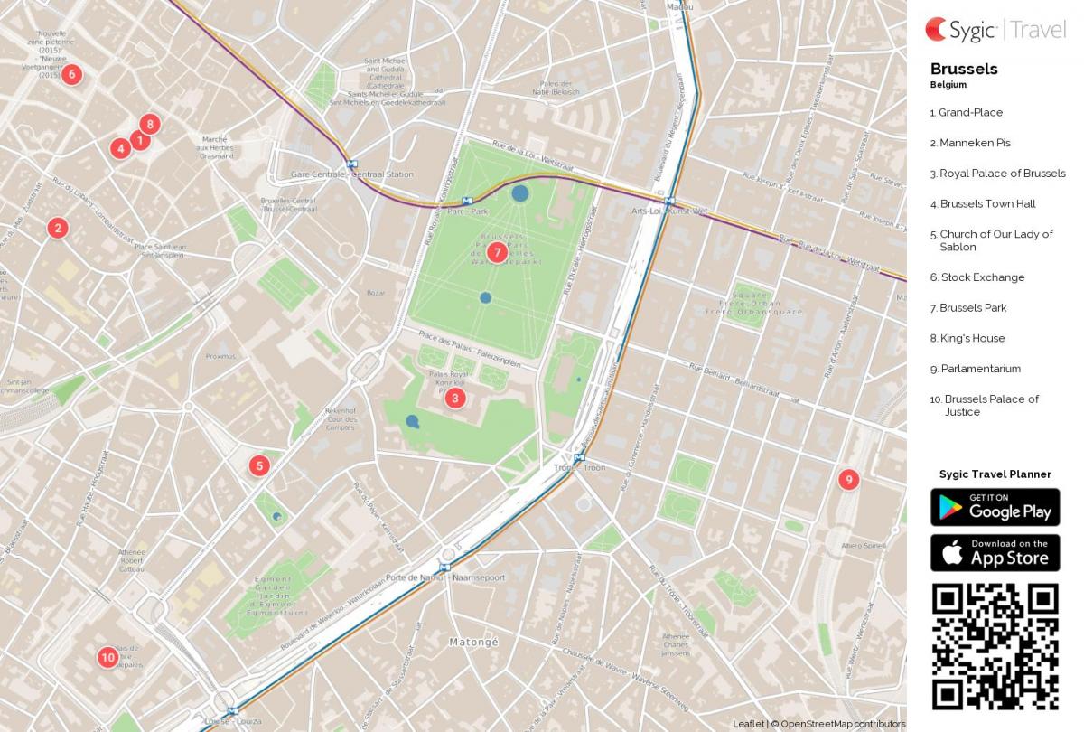 Brussels tourism map - Bruxelles tourism map (Belgium)