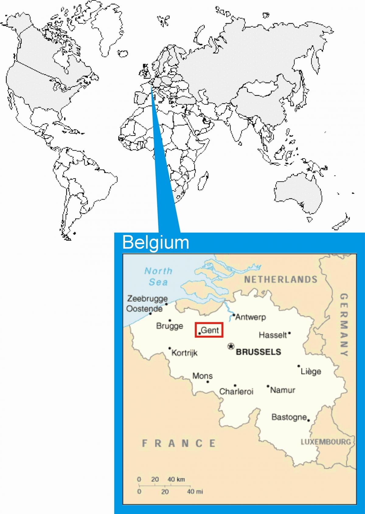 Brussels map in world